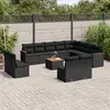 Image de vidaXL Salon de jardin avec coussins 13 pcs noir résine tressée