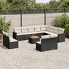 Image de vidaXL Salon de jardin avec coussins 13 pcs noir résine tressée