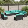 Image de vidaXL Salon de jardin avec coussins 13 pcs noir résine tressée