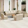 Image de vidaXL Salon de jardin avec coussins 14 pcs beige résine tressée