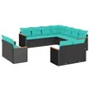 Image de vidaXL 11-delige tuinbankset met kussens, zwart polyrotan