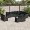 Image de vidaXL Salon de jardin 12 pcs avec coussins noir résine tressée