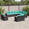 Image de vidaXL Salon de jardin avec coussins 12 pcs noir résine tressée