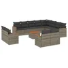 Image de vidaXL Salon de jardin avec coussins 13 pcs gris résine tressée