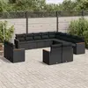 Image de vidaXL Salon de jardin avec coussins 13 pcs noir résine tressée