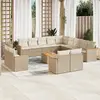 Image de vidaXL Salon de jardin avec coussins 14 pcs beige résine tressée
