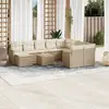 Image de vidaXL Salon de jardin 11 pcs avec coussins beige résine tressée