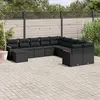 Image de vidaXL Salon de jardin 11 pcs avec coussins noir résine tressée