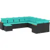 Image de vidaXL Salon de jardin 11 pcs avec coussins noir résine tressée