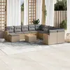 Image de vidaXL Salon de jardin et coussins 12 pcs mélange beige résine tressée