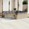 Image de vidaXL Salon de jardin et coussins 12 pcs mélange beige résine tressée