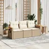 Image de vidaXL Salon de jardin avec coussins 3 pcs beige résine tressée