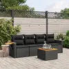 Image de vidaXL Salon de jardin 5 pcs avec coussins noir résine tressée