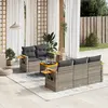Image de vidaXL Salon de jardin 6 pcs avec coussins gris résine tressée