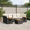 Image de vidaXL Salon de jardin 7 pcs avec coussins noir résine tressée
