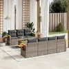 Image de vidaXL Salon de jardin 8 pcs avec coussins gris résine tressée