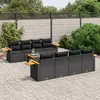 Image de vidaXL Salon de jardin 9 pcs avec coussins noir résine tressée