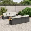 Image de vidaXL Salon de jardin 9 pcs avec coussins noir résine tressée