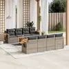 Image de vidaXL Salon de jardin 9 pcs avec coussins gris résine tressée