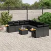 Image de vidaXL Salon de jardin 9 pcs avec coussins noir résine tressée