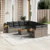 Image de vidaXL Salon de jardin 9 pcs avec coussins gris résine tressée