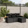 Image de vidaXL Salon de jardin 4 pcs avec coussins noir résine tressée