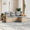 Image de vidaXL Salon de jardin avec coussins 4 pcs beige résine tressée
