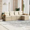 Image de vidaXL Salon de jardin avec coussins 5 pcs beige résine tressée
