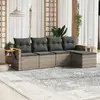 Image de vidaXL Salon de jardin 5 pcs avec coussins gris résine tressée
