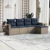 Image de vidaXL Salon de jardin 5 pcs avec coussins gris résine tressée