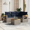 Image de vidaXL Salon de jardin 5 pcs avec coussins gris résine tressée