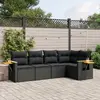 Image de vidaXL Salon de jardin 5 pcs avec coussins noir résine tressée