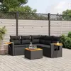 Image de vidaXL Salon de jardin 6 pcs avec coussins noir résine tressée