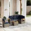 Image de vidaXL Salon de jardin 6 pcs avec coussins gris résine tressée