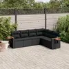 Image de vidaXL Salon de jardin 6 pcs avec coussins noir résine tressée