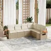 Image de vidaXL Salon de jardin avec coussins 6 pcs beige résine tressée
