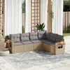 Image de vidaXL Salon de jardin avec coussins 6 pcs beige résine tressée