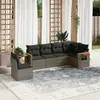 Image de vidaXL Salon de jardin 6 pcs avec coussins gris résine tressée