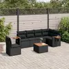 Image de vidaXL Salon de jardin 7 pcs avec coussins noir résine tressée