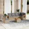 Image de vidaXL Salon de jardin avec coussins 7 pcs beige résine tressée
