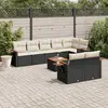 Image de vidaXL Salon de jardin 9 pcs avec coussins noir résine tressée