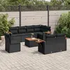 Image de vidaXL Salon de jardin 9 pcs avec coussins noir résine tressée