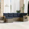 Image de vidaXL Salon de jardin 6 pcs avec coussins gris résine tressée