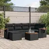 Image de vidaXL Salon de jardin 7 pcs avec coussins noir résine tressée