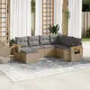 Image de vidaXL Salon de jardin avec coussins 7 pcs beige résine tressée