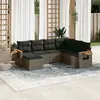 Image de vidaXL Salon de jardin avec coussins 7 pcs gris résine tressée