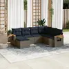 Image de vidaXL Salon de jardin 7 pcs avec coussins gris résine tressée