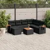 Image de vidaXL Salon de jardin 8 pcs avec coussins noir résine tressée