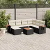 Image de vidaXL Salon de jardin 8 pcs avec coussins noir résine tressée