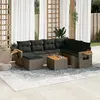 Image de vidaXL Salon de jardin 8 pcs avec coussins gris résine tressée